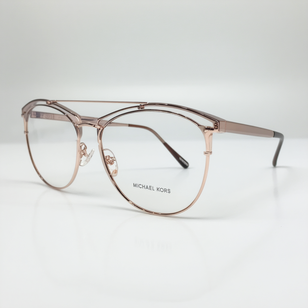 Michael Kors Adrianna IV MK 3012 1108 Matte Cordovan Rose Gold Metal Cat-Eye Eyeglasses 51mm