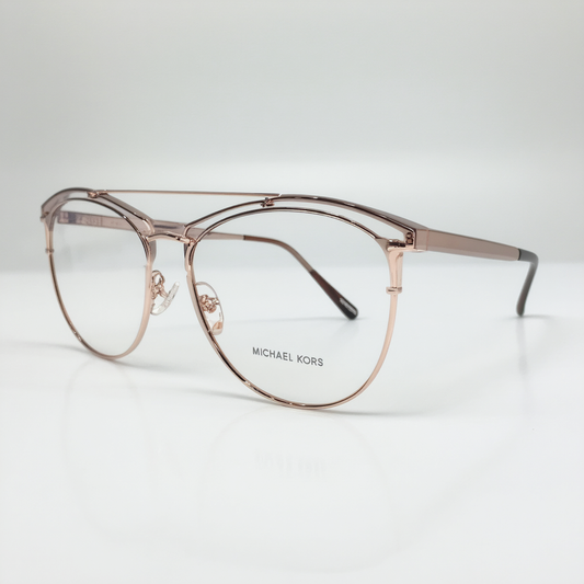 Michael Kors Adrianna IV MK 3012 1108 Matte Cordovan Rose Gold Metal Cat-Eye Eyeglasses 51mm