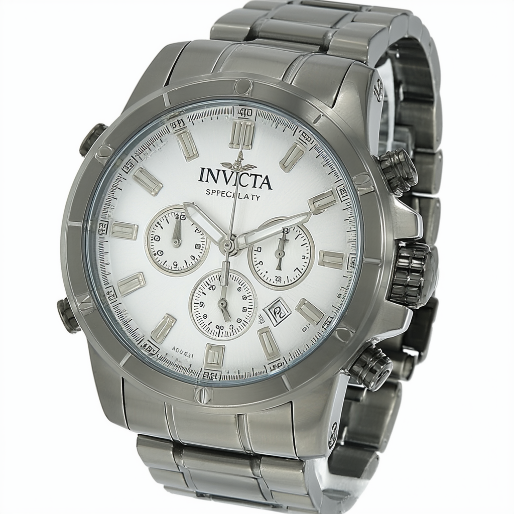 Invicta Men's 11370 Specialty Chronograph Silver Dial Gunmetal Stainless Steel Watch