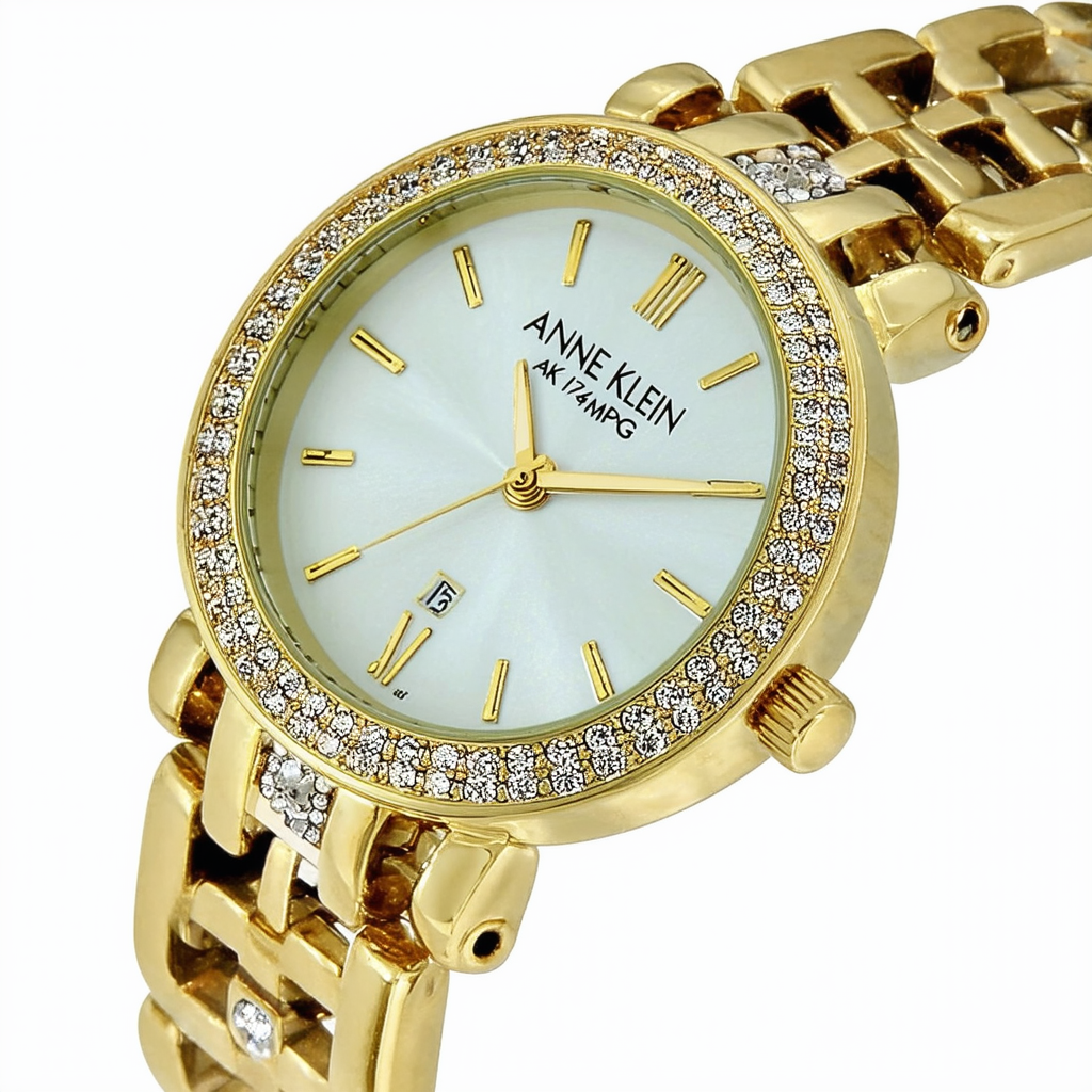 Anne Klein Women's "AK/1794MPGB" Premium Crystal-Accented Gold-Tone Bracelet Watch