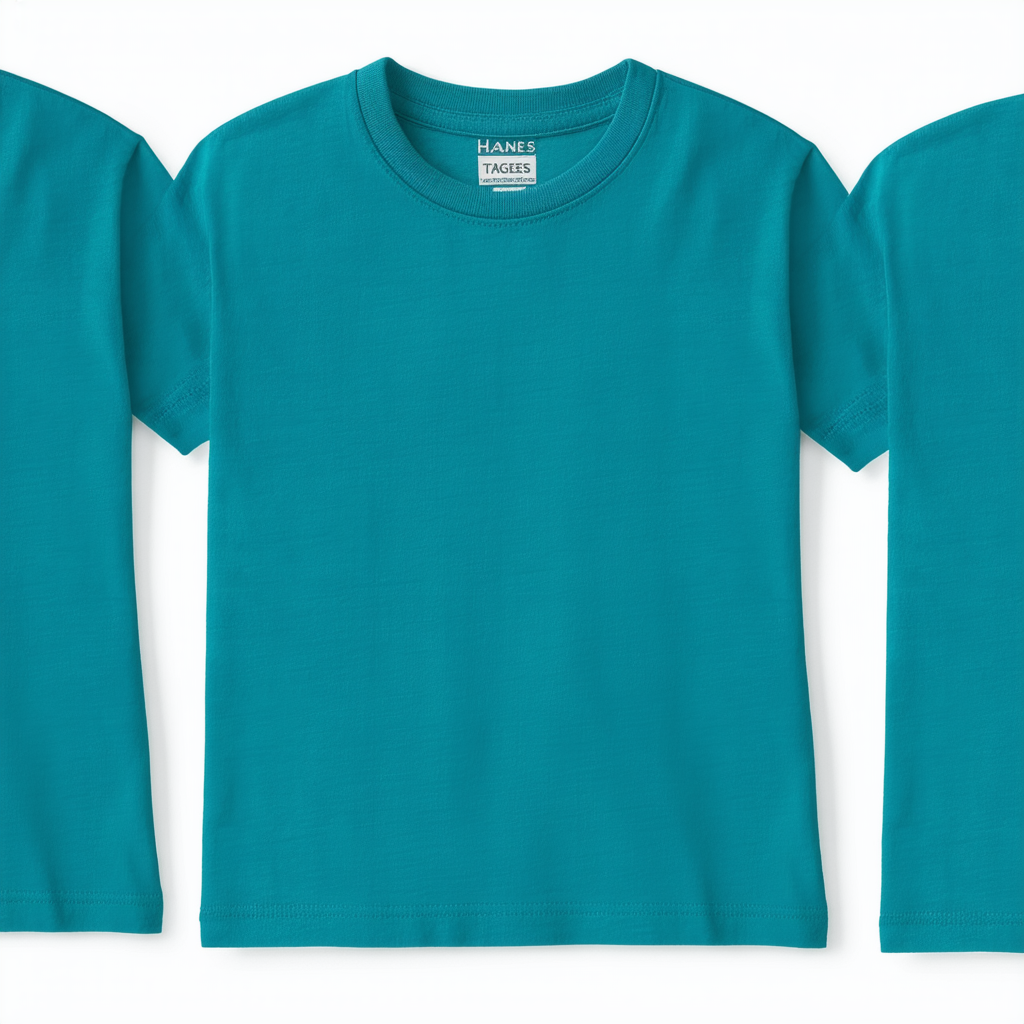 Hanes Authentic TAGLESS Boys' Cotton T-Shirt_Teal_S