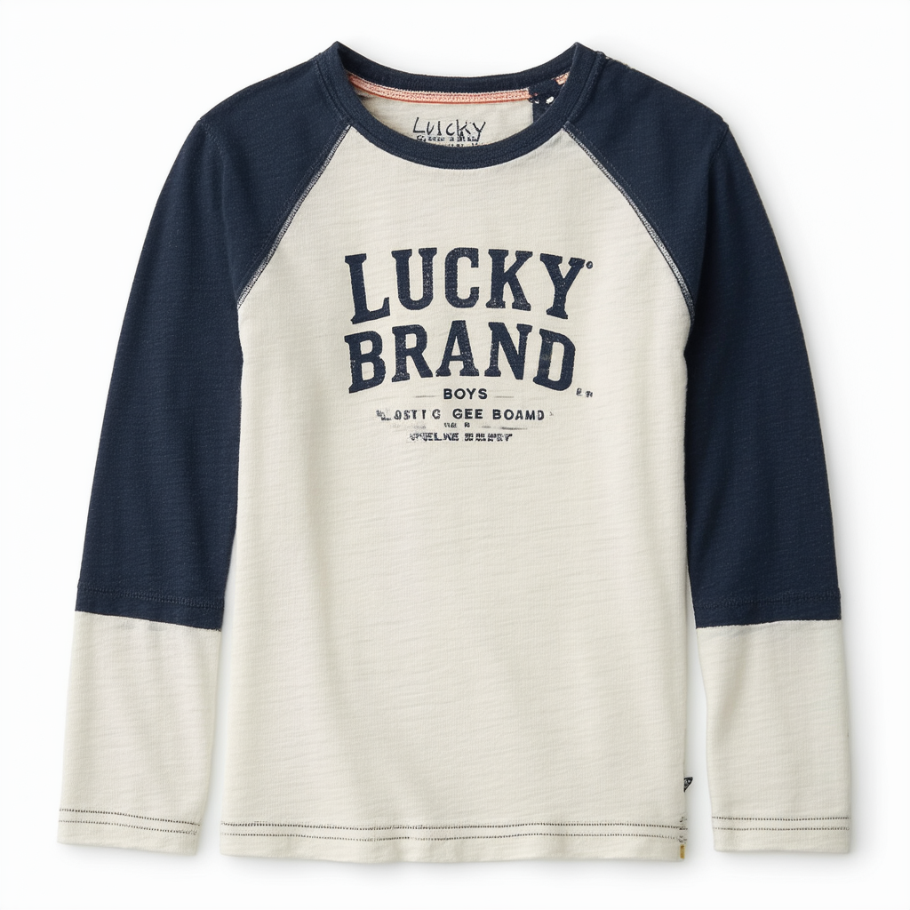 Lucky Brand Boys' Long Sleeve Raglan Crew Neck T-Shirt