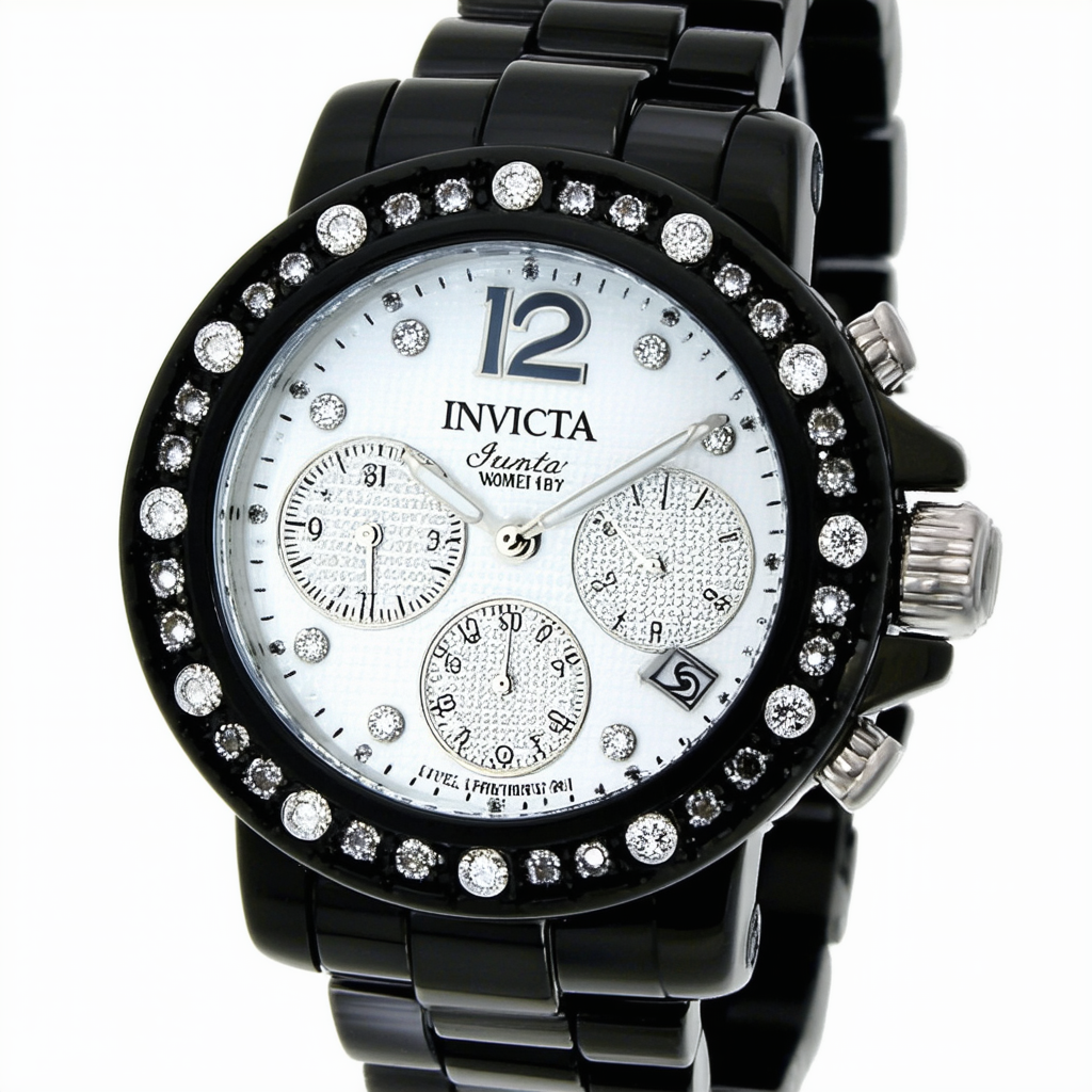 Invicta Women's 10279 Black Ceramic Diamond Accented Watch
