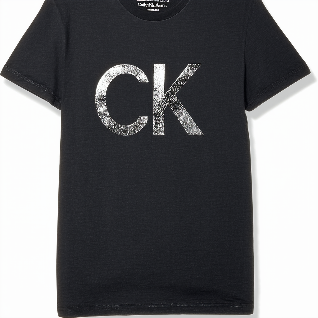 Calvin Klein Jeans Men's Black Foil Ck Logo Crew Neck T-Shirt