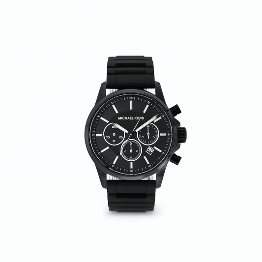 Michael Kors Drake Analog Quartz Black Rubber Silicone Sport Chronograph Mens Watch MK8260