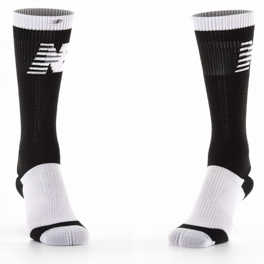 New Balance Men's Varsity Crew Socks (1 Pair), Black/White, Size 9-12.5/Large
