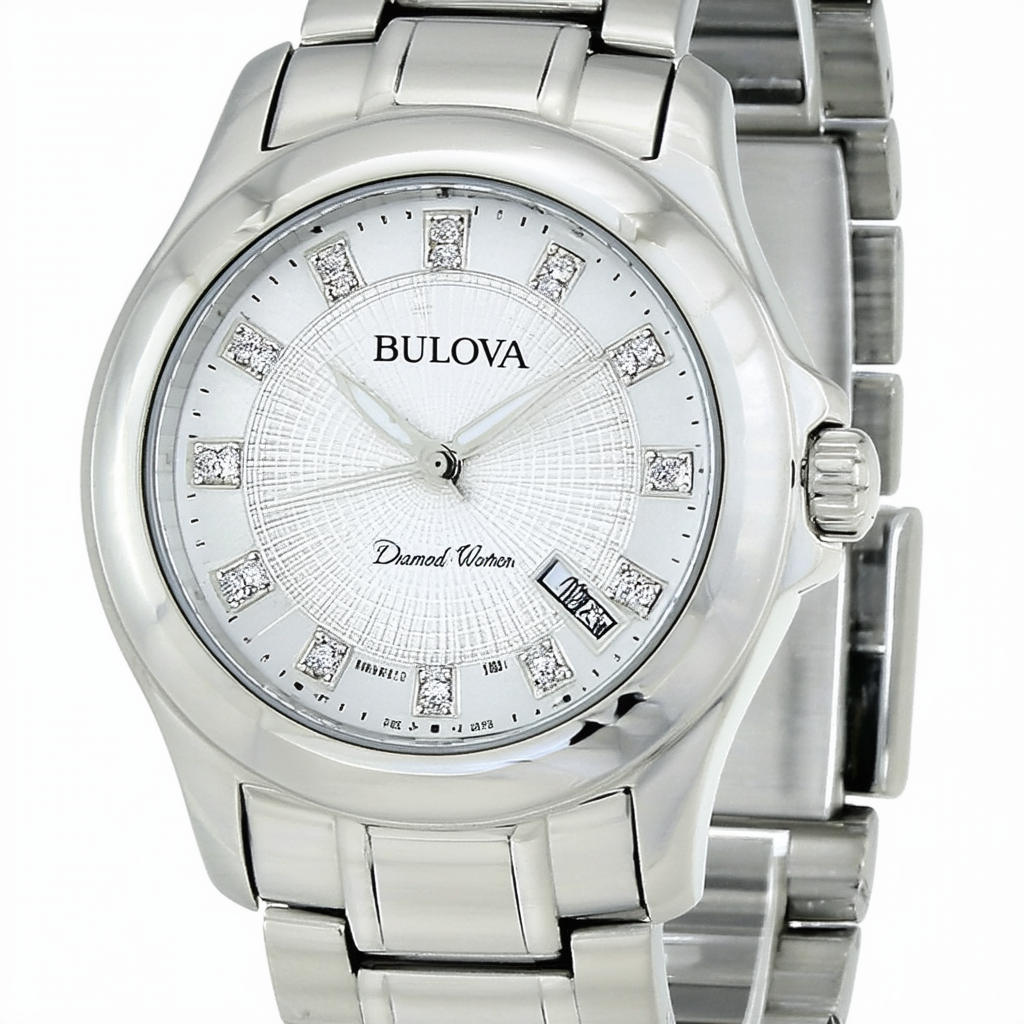 Bulova Women's 96P146 Diamond-Dial Watch in Silver Tone