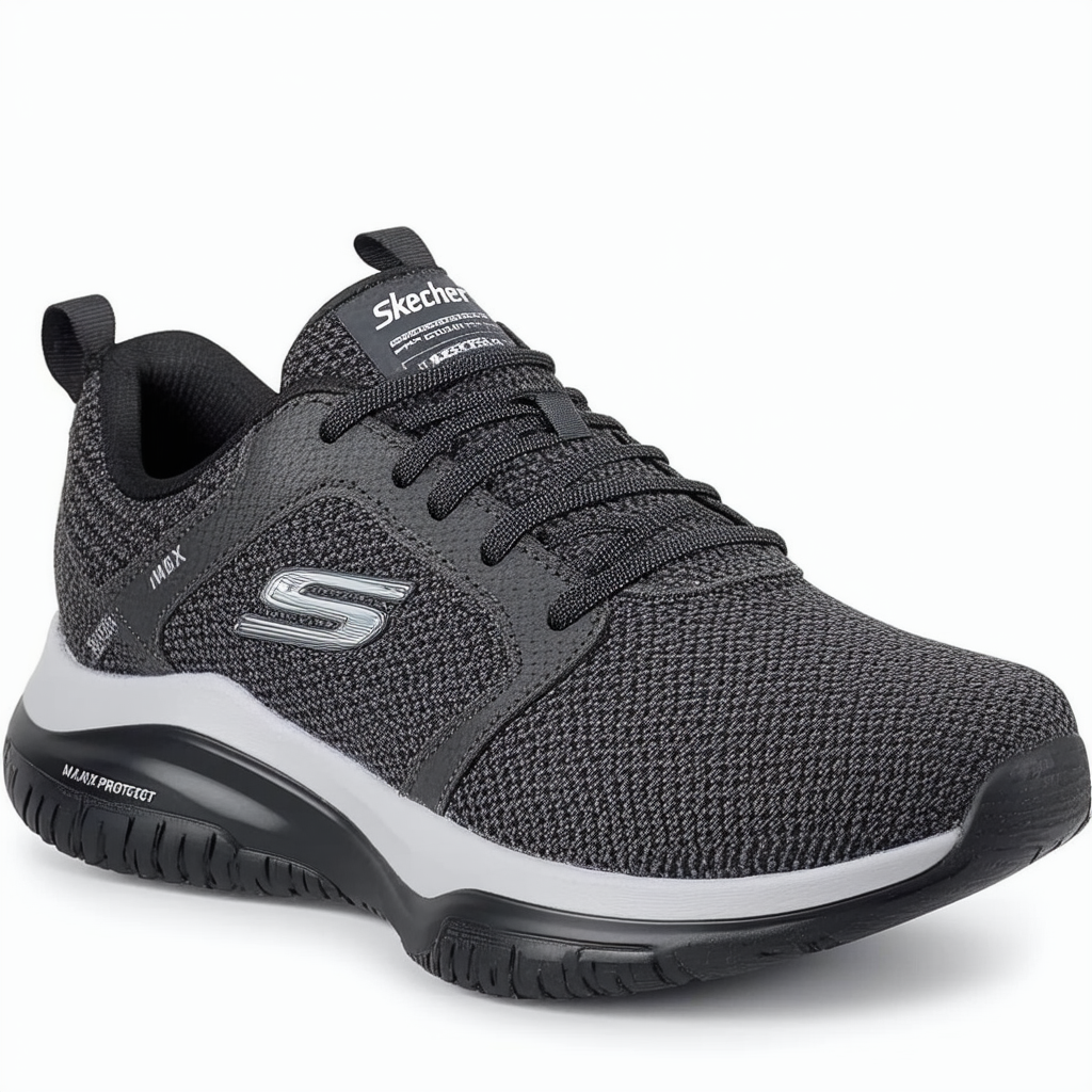 Skechers Men's Max Protect Lace-up Sneaker Oxford, Charcoal/Multi, 11.5