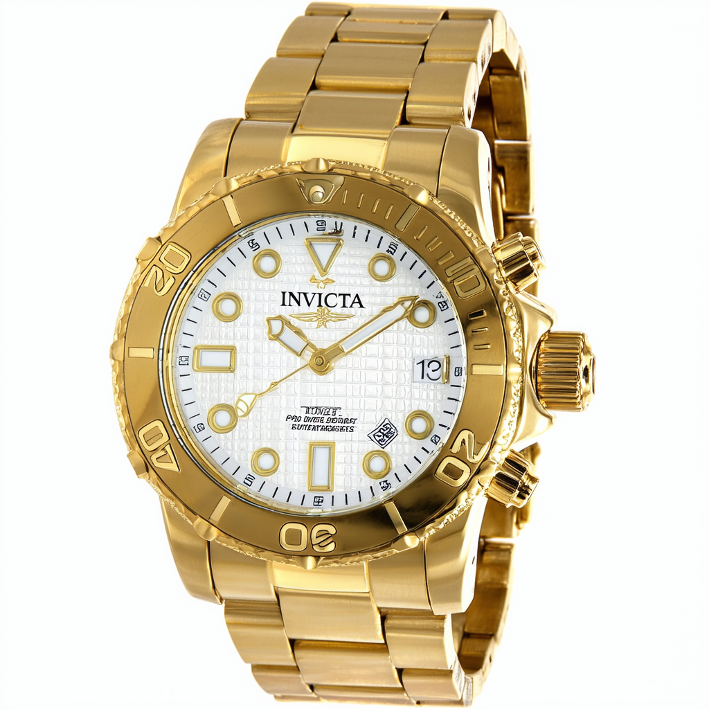 Invicta Men's 13993 Pro Diver Silver Dial 18k Gold Ion-Plated Stainless Steel Automatic Watch