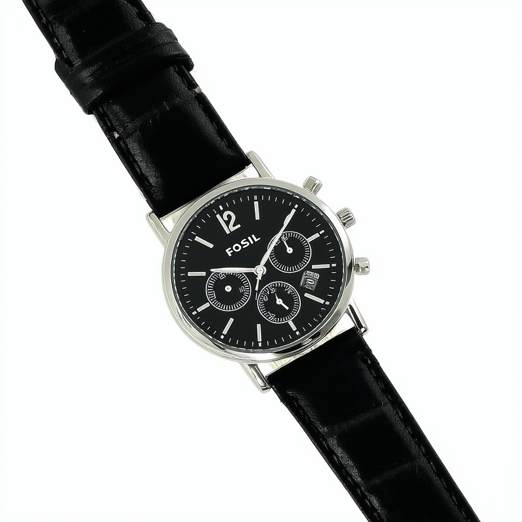 Fossil Women's ES3817 Original Boyfriend Stainless Steel Watch with Black Leather Band