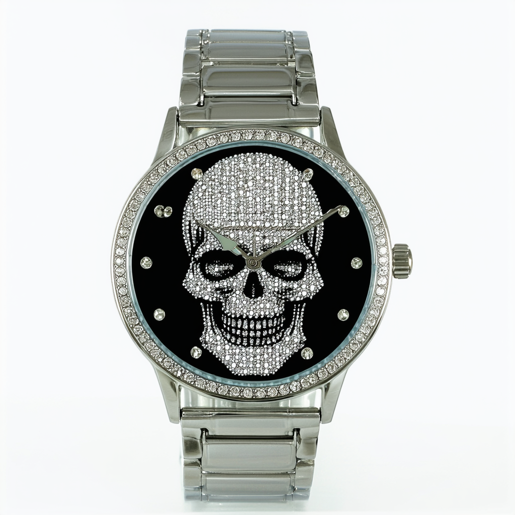 Harley-Davidson Women's Bulova Watch, Crystal Willie G. Skull, Stainless 78L120