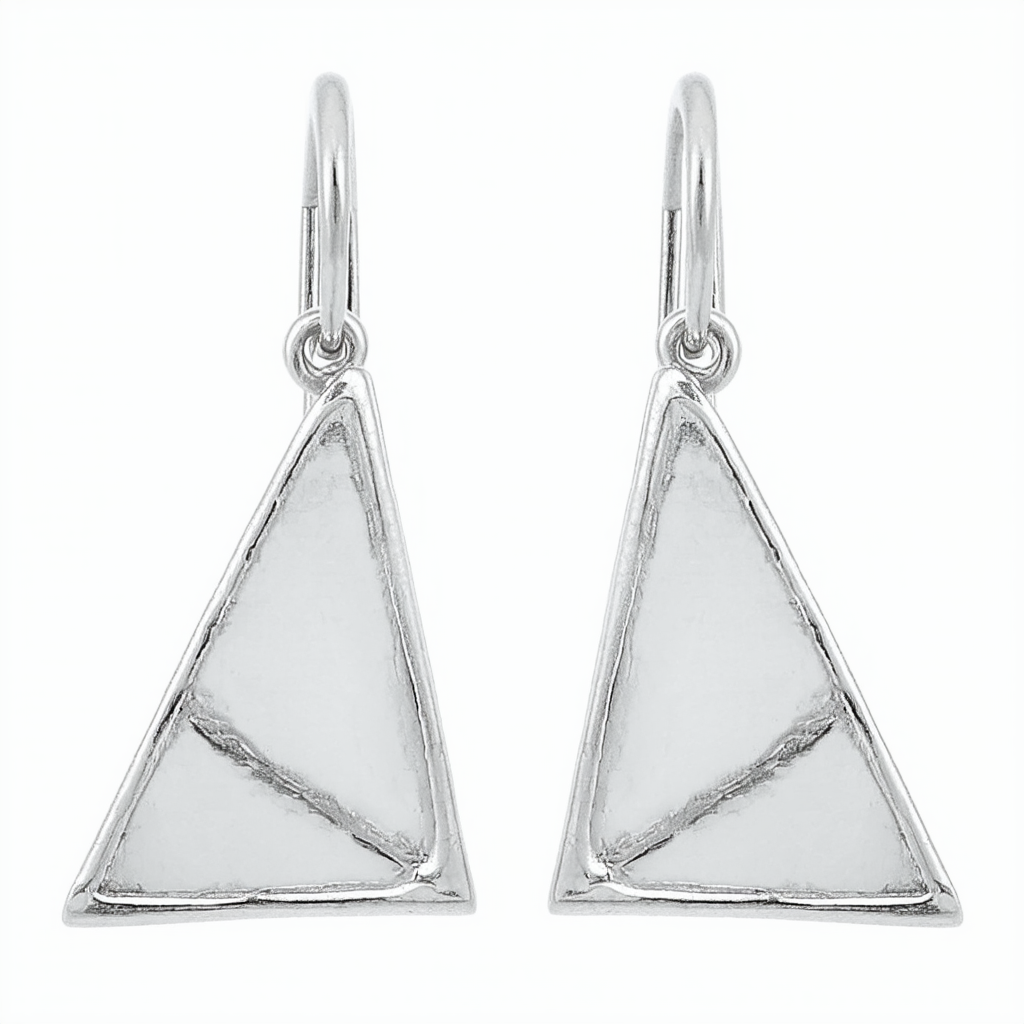 Amazon Collection Sterling Silver Triangular Dangle Earrings