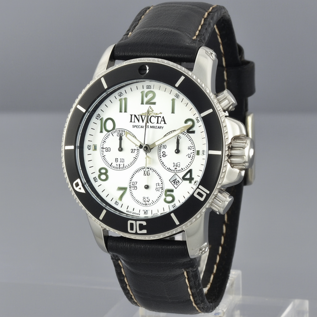 Invicta Men's 10490 Specialty Military Stainless Steel Watch with Black Leather Strap