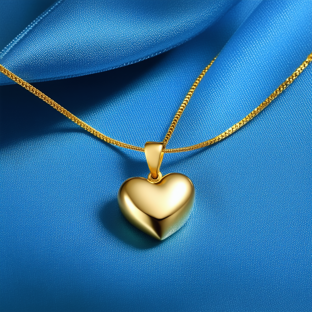Amazon Collection 18k Gold Curved Heart Pendant Necklace