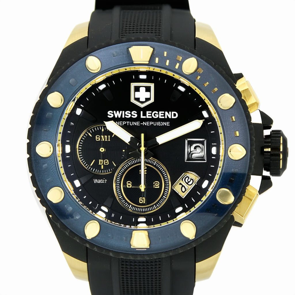 Swiss Legend Men's 21848P-YG-02S Neptune Two-Tone Watch with Silicone Band