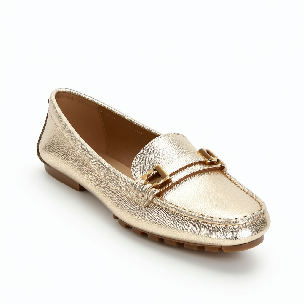 Michael Kors Daisy Moc Womens Pale Gold Metallic Leather Moccasin Flats