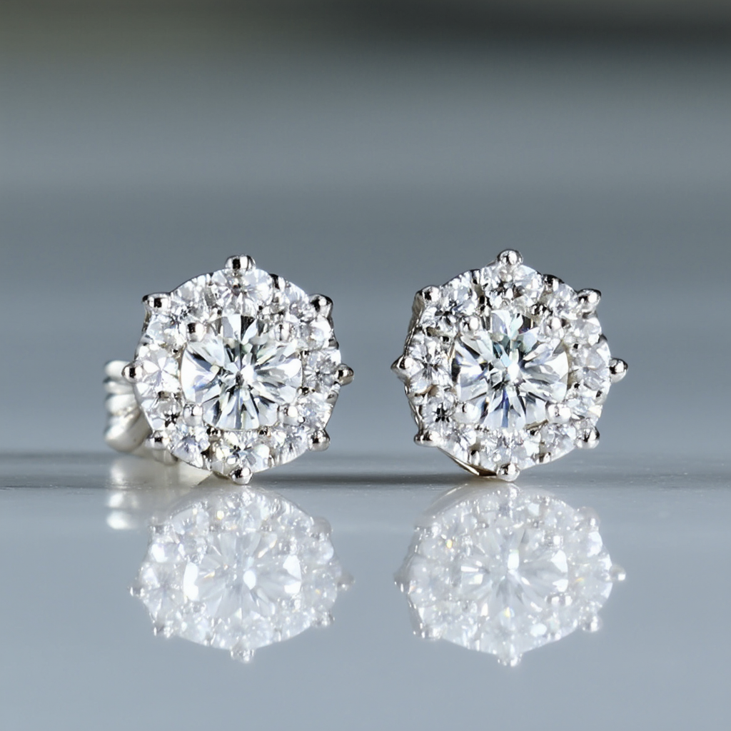 Amazon Collection 10k White Gold 1/2 Cttw Diamond Galaxy Earrings
