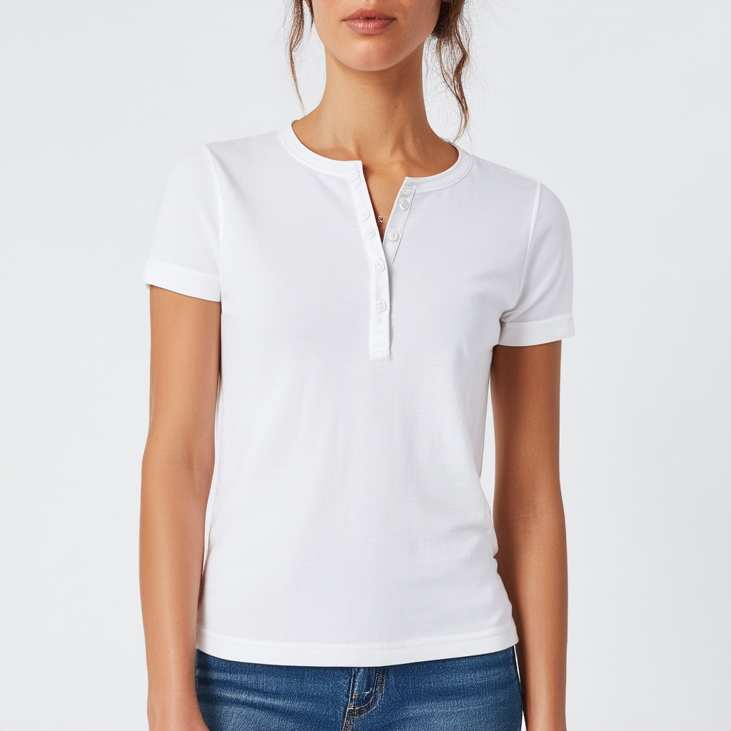 Calvin Klein Jeans Women's Short Sleeve Solid Henley