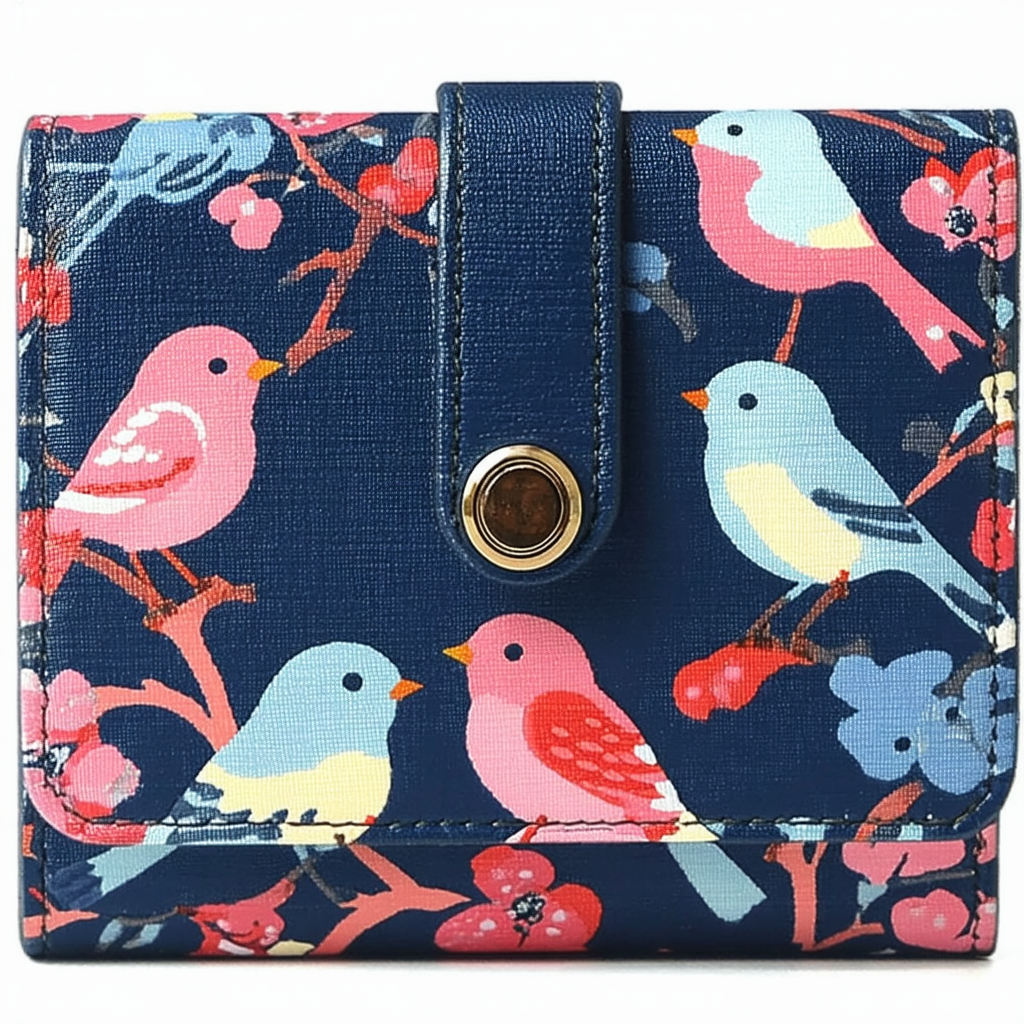 Vera Bradley Turn Lock Wallet Twirly Birds Navy