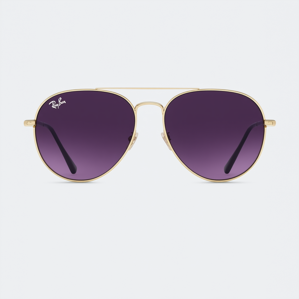 Ray-Ban Unisex Sunglasses Gold Frame, Purple Lenses, 59MM