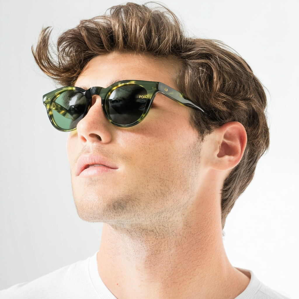 Polo Ralph Lauren Men's PH4096 Round Sunglasses, Vintage Black/Green, 50 mm