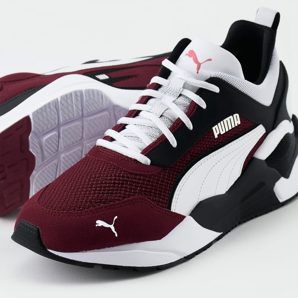 PUMA Men's RS 100 AW Fashion Sneaker,White/Cabernet/Black,11 D US