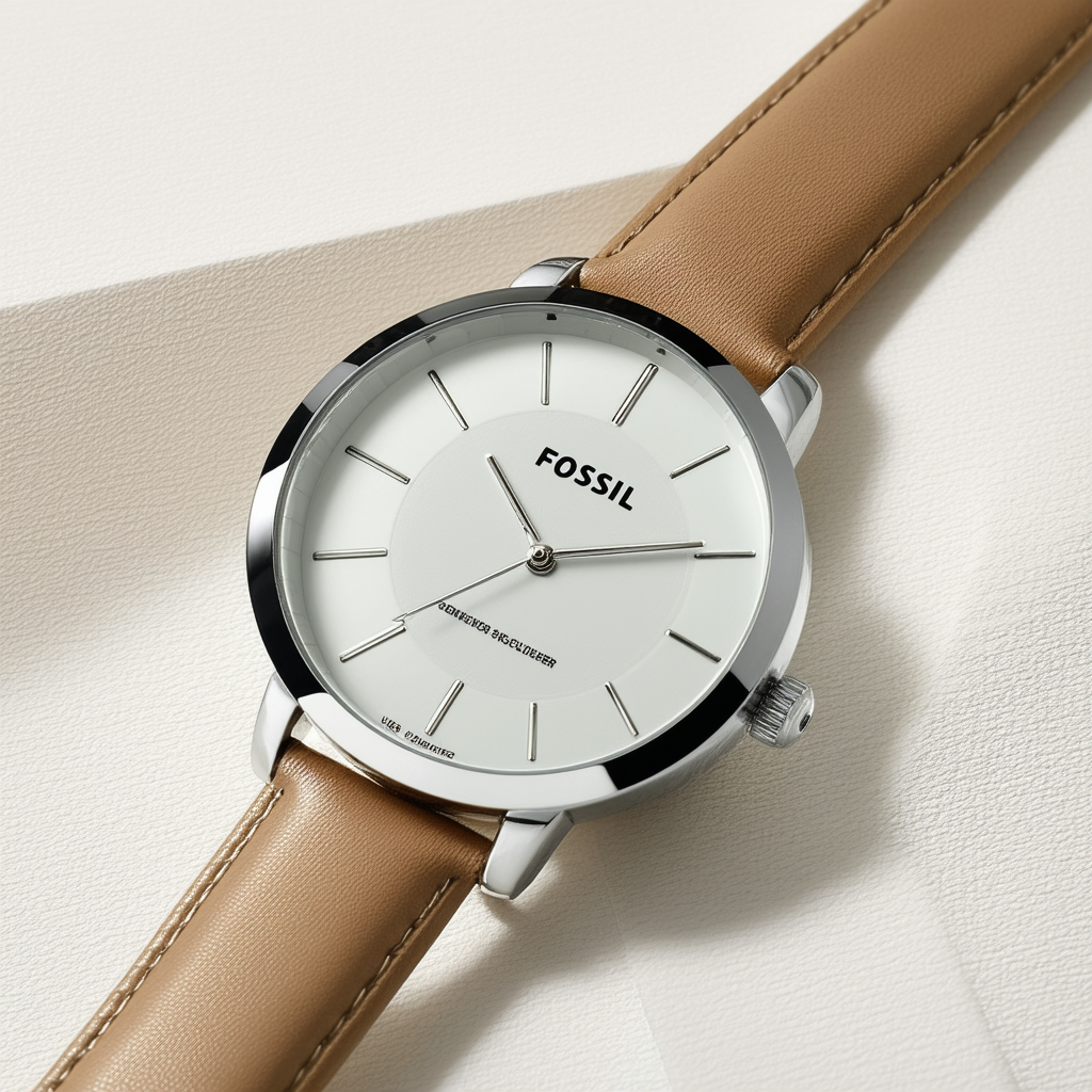 Fossil Women's ES3608 Sculptor Three-Hand Leather Cord and Stainless Steel Watch – Beige
