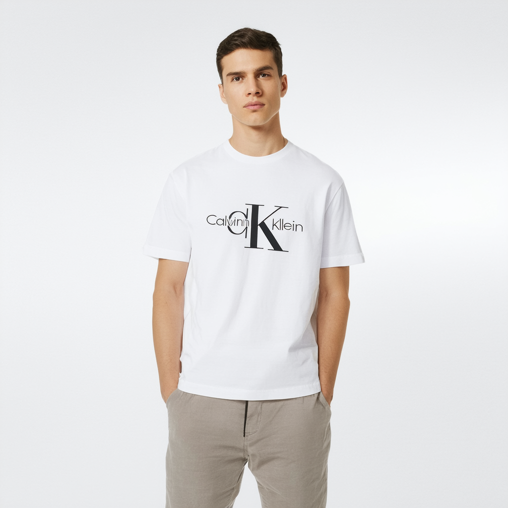 Calvin Klein Men's Short Sleeve T-Shirt Old School Logo Crew Neck