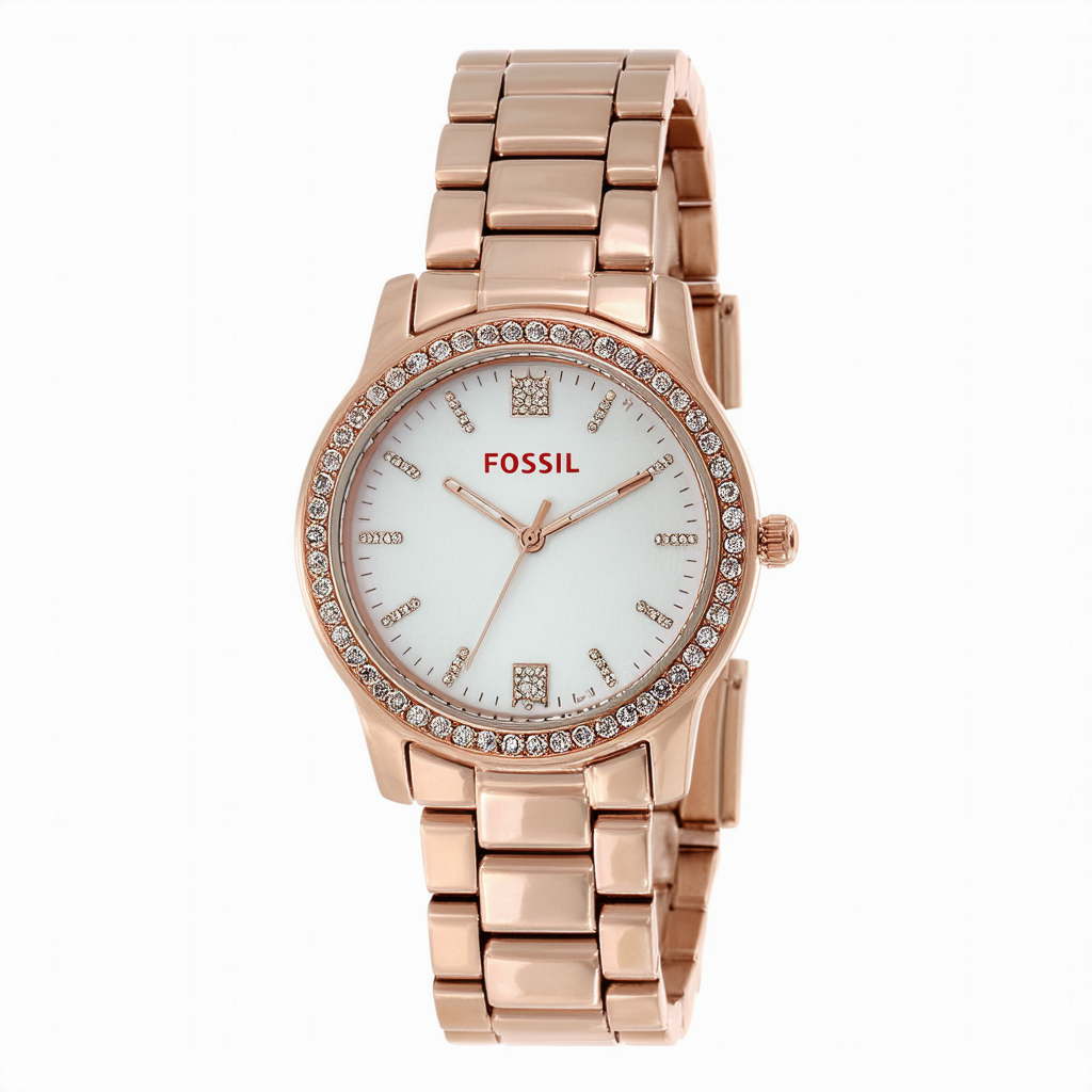 Fossil Women's ES3657 "Jesse" Crystal-Accented Rose Gold-Tone Stainless Steel Watch