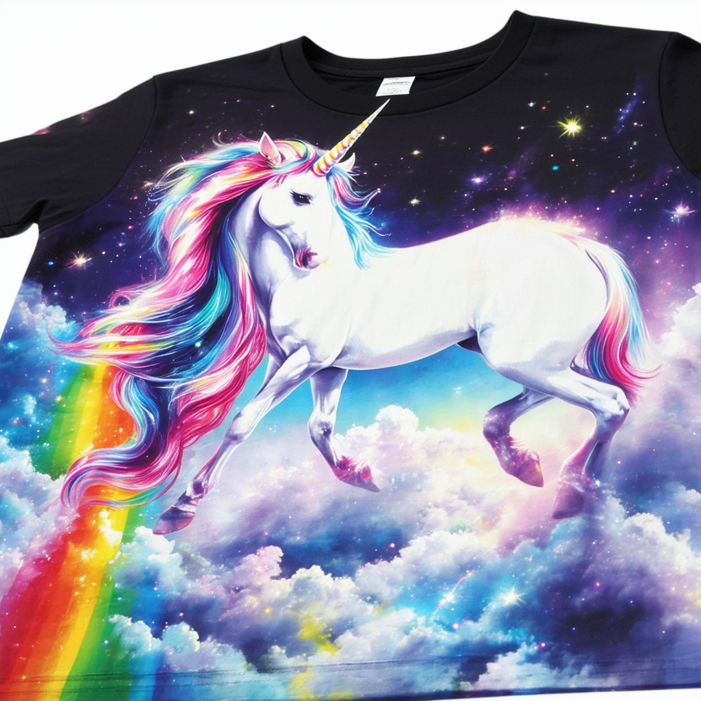CafePress Unicorn Rainbow Shuffle Dark Cotton T-Shirt