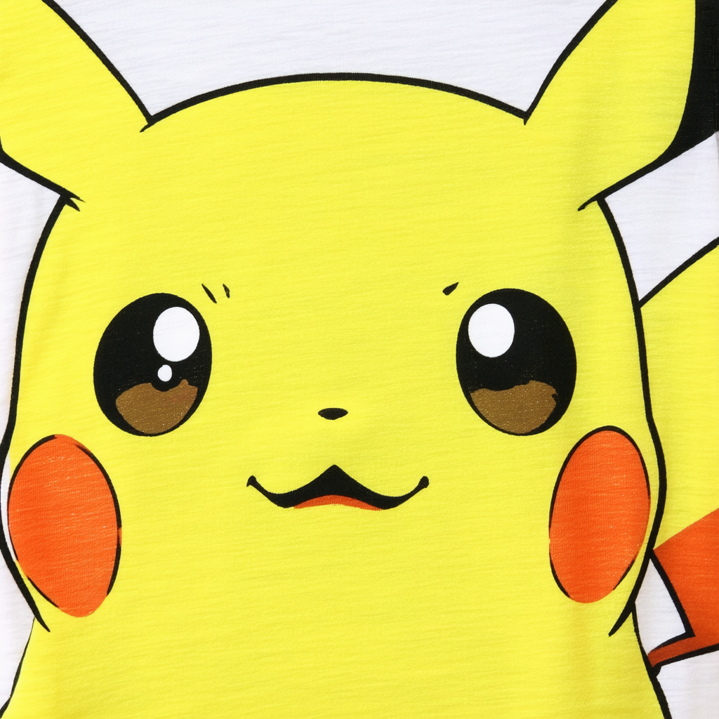 Pokemon Pikachu Big Face Girls Short Sleeve Tee Shirt