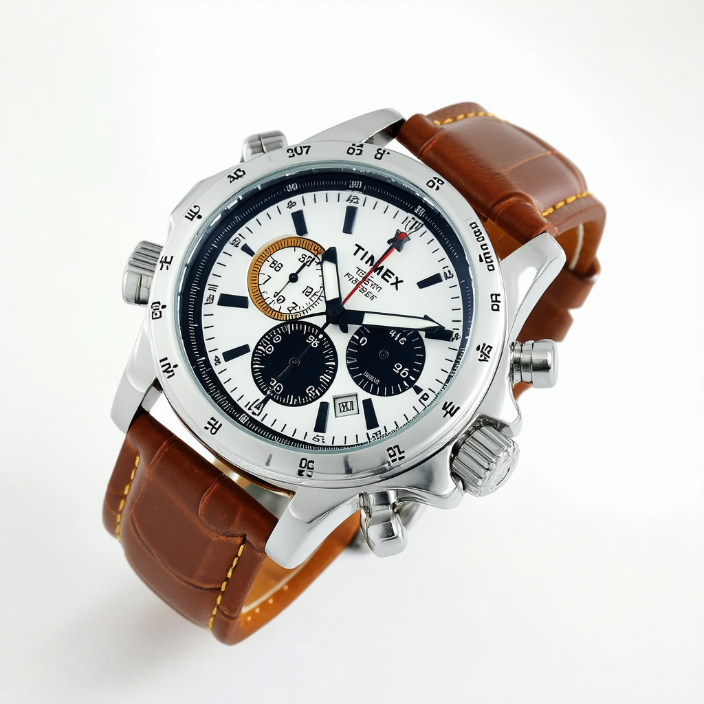 Timex® Men's T46866 Intelligent Quartz Fly Back Chrono Compass Silver Case Brown Strap Watch