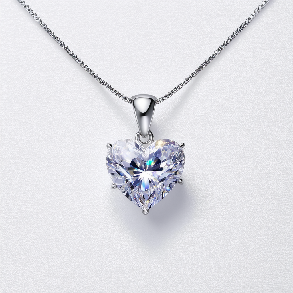 Amazon Collection Sterling Silver Genuine Swarovski Elements Large Heart Pendant Necklace, 20"