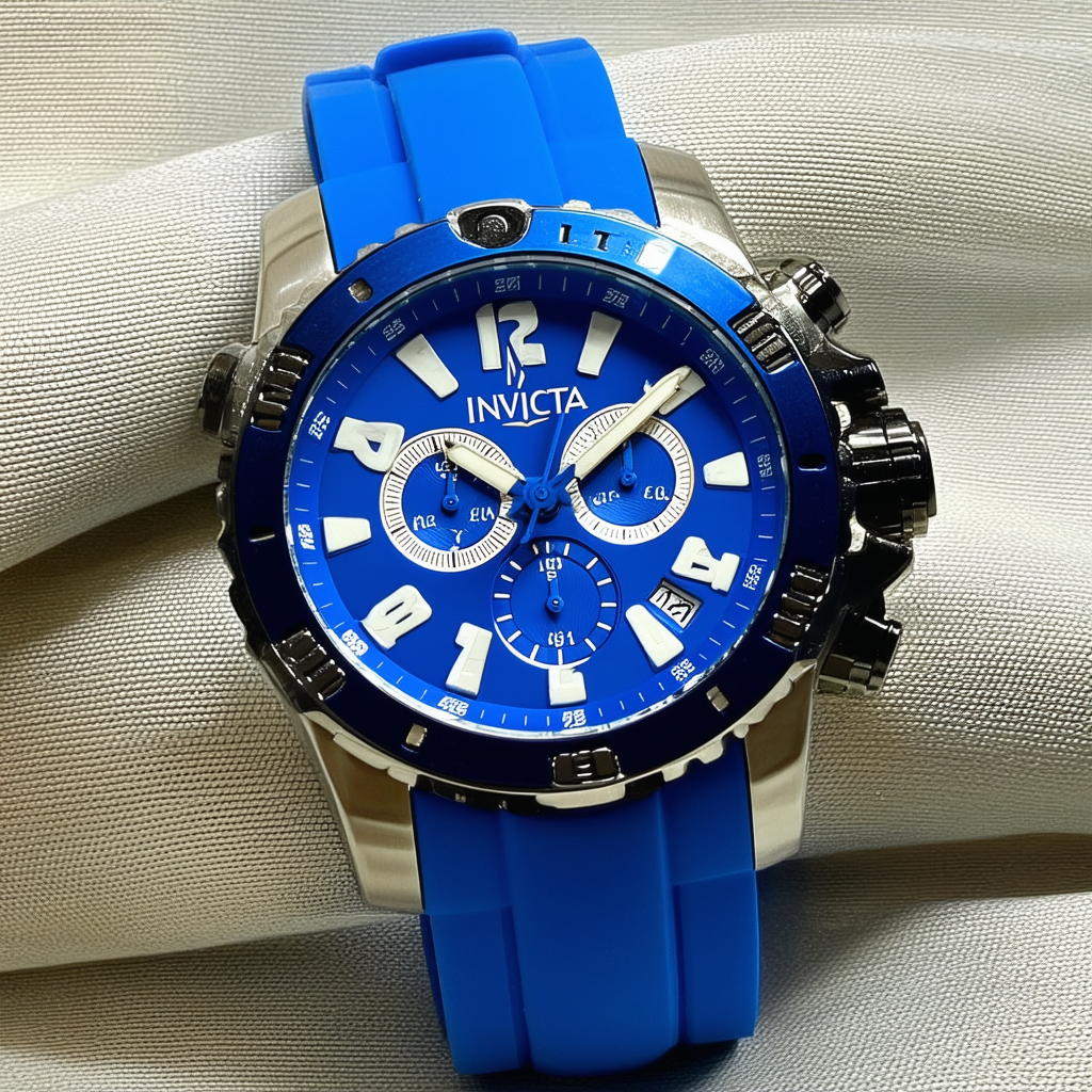 Invicta Men's Speedway Stainless Steel Quartz Watch with Silicone Strap, Blue, 26 (Model: 25508)