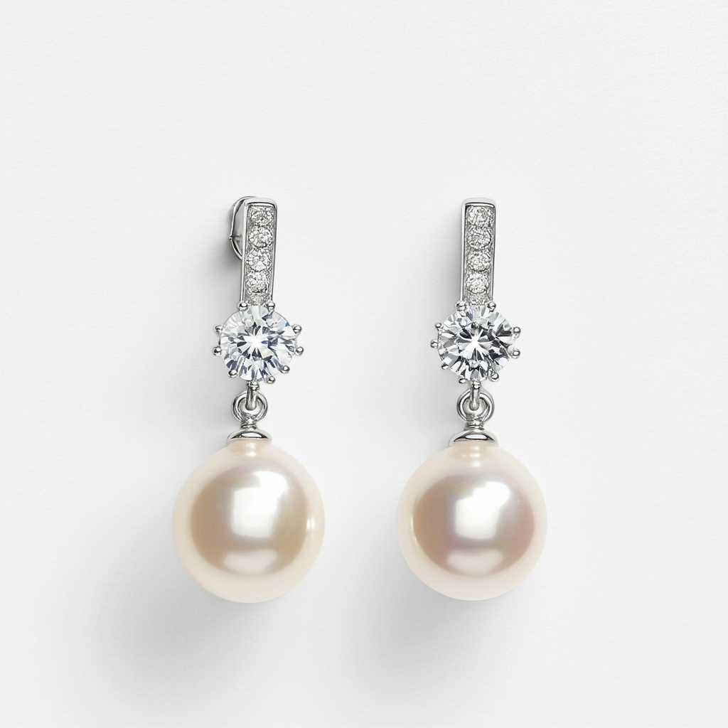 Anne Klein Silver-Tone Pearl and Crystal Drop Earrings