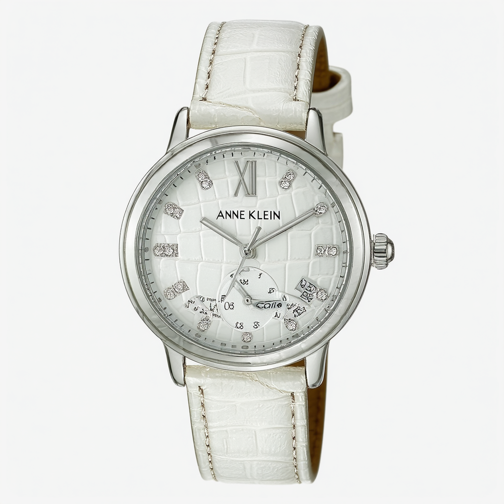 Anne Klein Women's Day/Date Function Croco-Grain Strap Watch, AK/3824