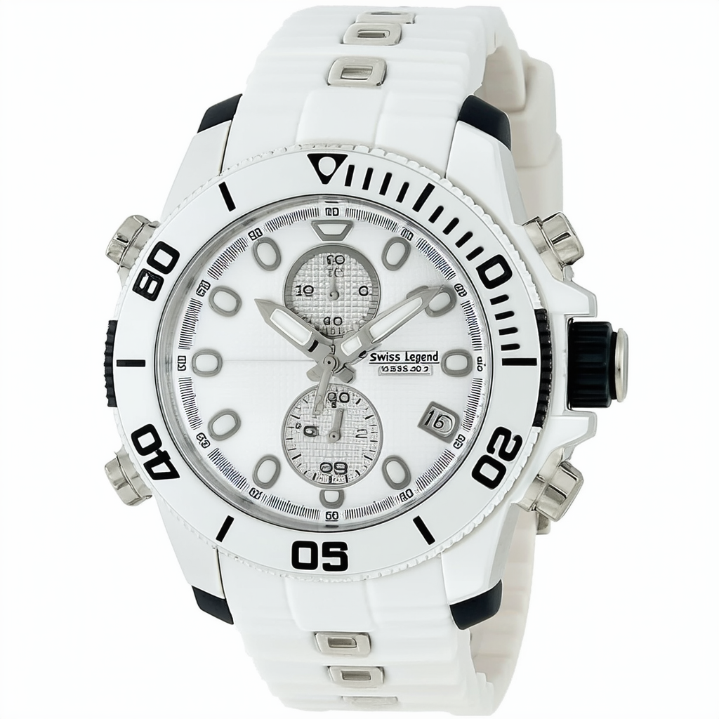 Swiss Legend Men's 10538S-02 Scubador Analog Display Swiss Quartz White Watch