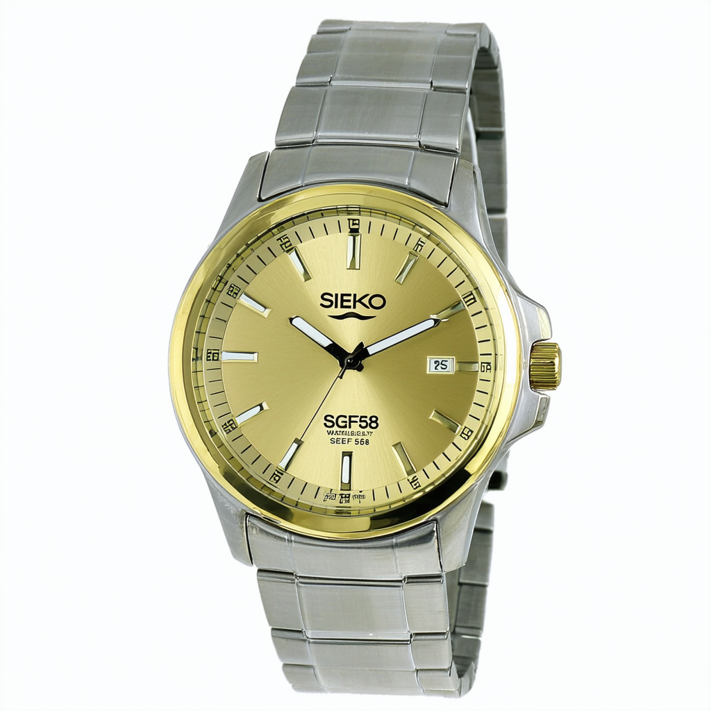Sieko Men's SGEF58 Stainless Steel Analog with Gold Dial Watch
