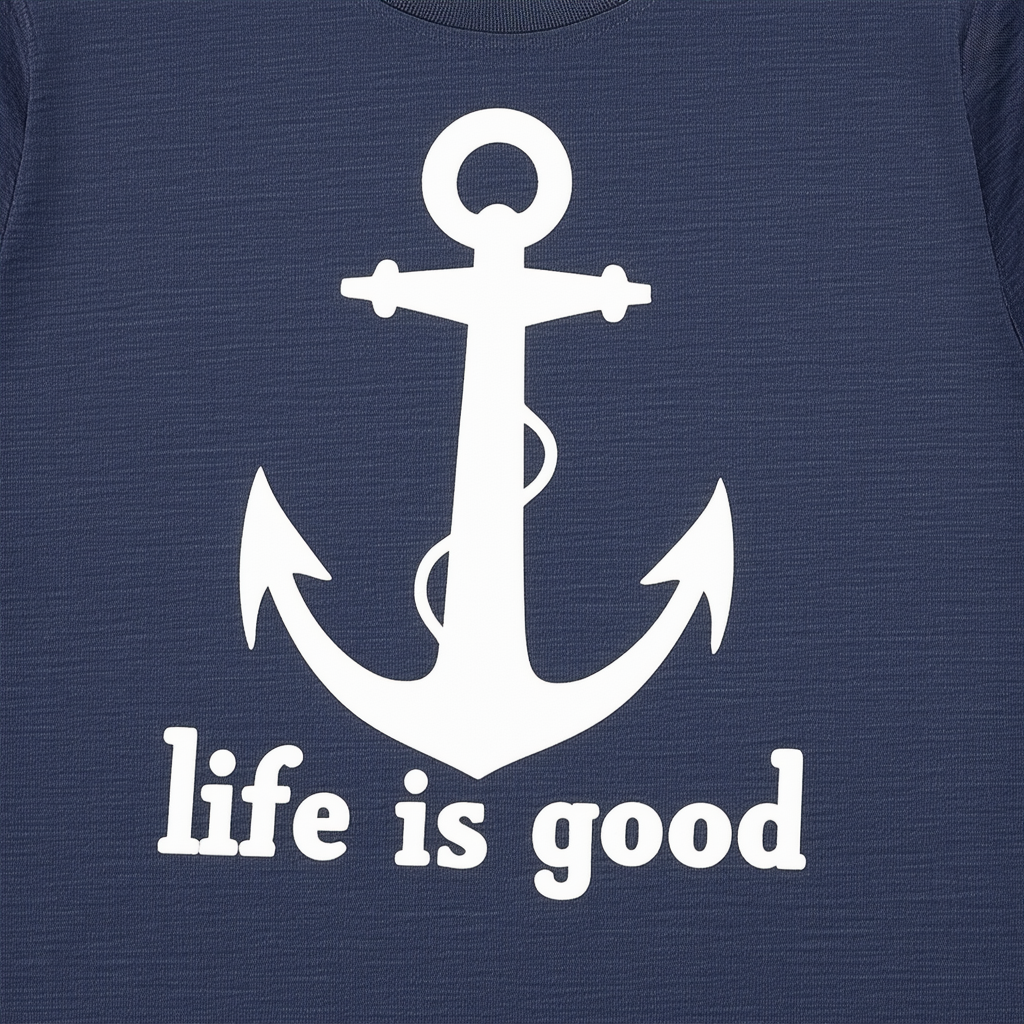 Life is good Men's Crusher Simple Anchor T-Shirt (Night Black)