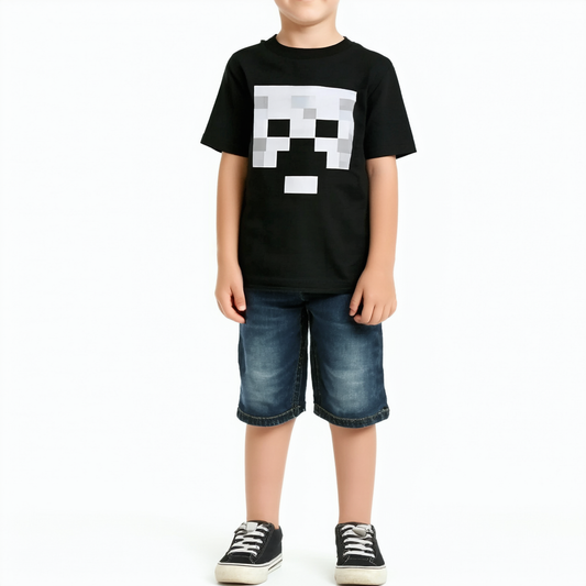 Minecraft Video Game Youth Boys Black Short Sleeve Shirt
