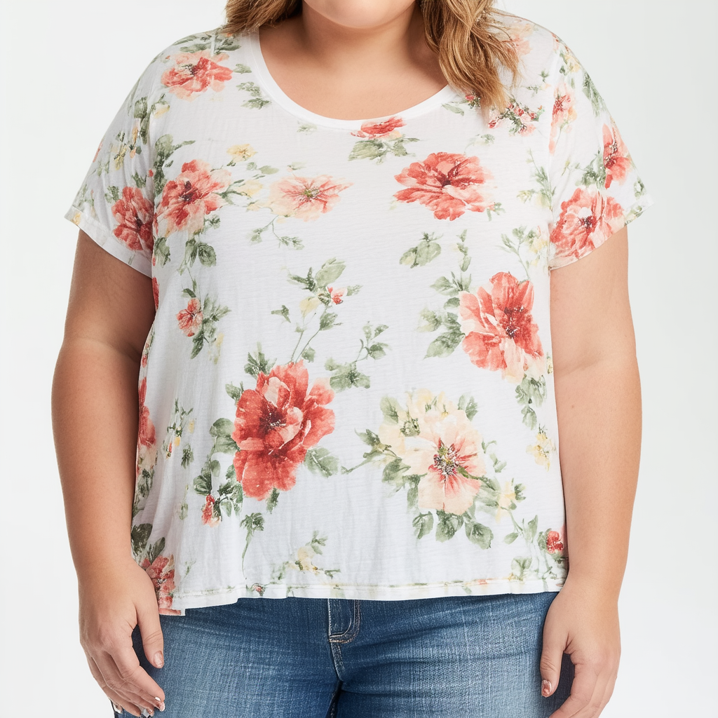Lucky Brand Women's Plus Size Flowers Tee