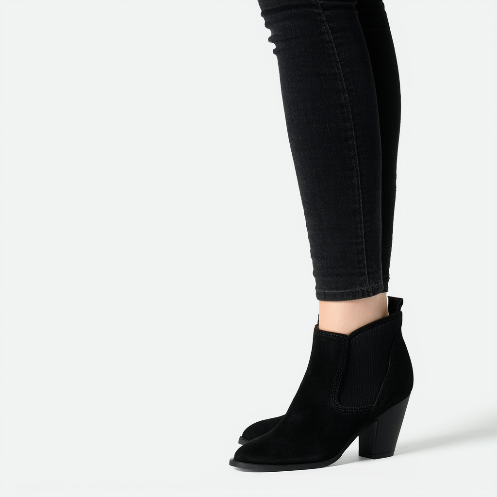 Steve Madden Women's Harber Ankle Bootie, Black Suede, 8.5 M US