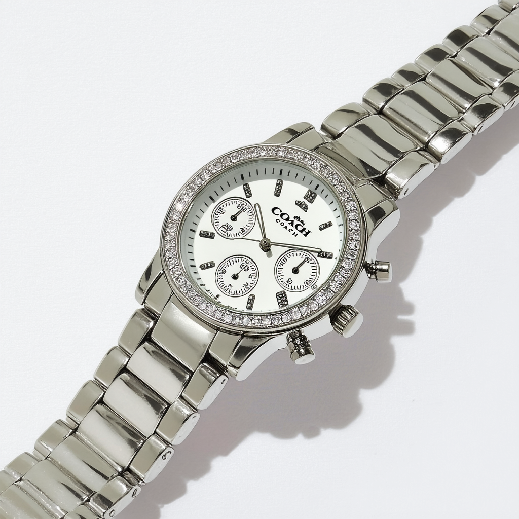 Coach Womens Madison 14501723 Silver Stainless Glitz Watch