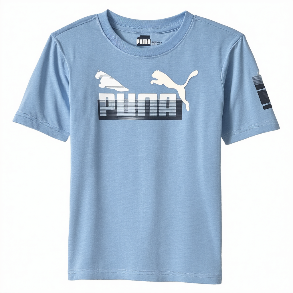 PUMA Boys T-Shirts 4-7 Boys and 8-20 Boys No. 1 Logo Tee Solid Blue White Grey