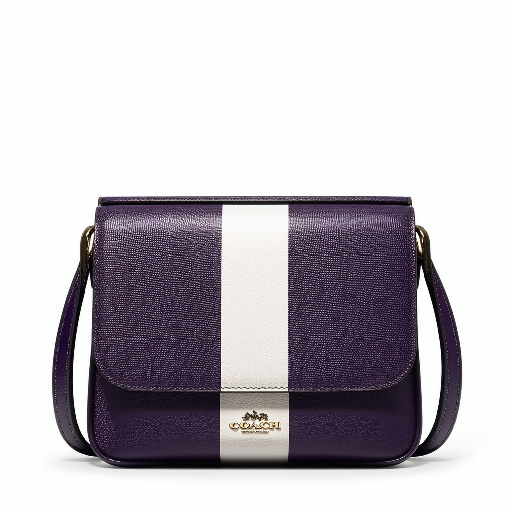 Coach Signature Stripe 3 Color Signature Swingpack Dark Purple
