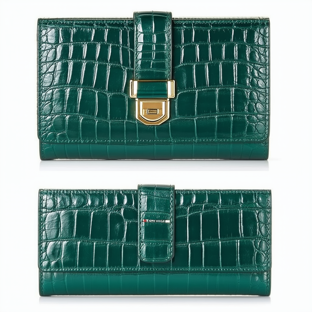 Tommy Hilfiger Turnlock Croco Large Flap Wallet