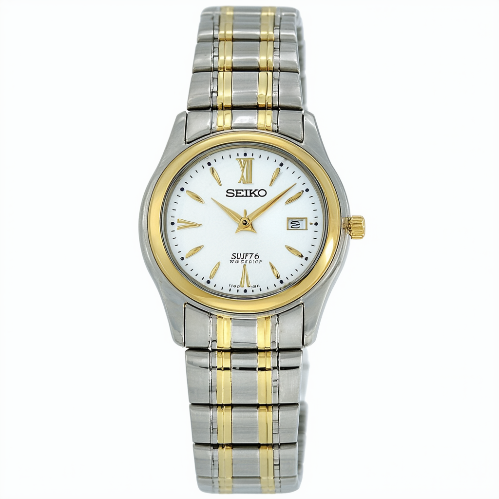 Seiko Women's SUJF76 Dress Baguette Two-Tone Stainless Steel Watch