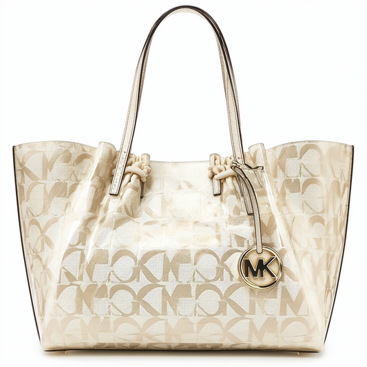 Michael Kors Marina Large MK Signature PVC Gathered Tote - Vanilla