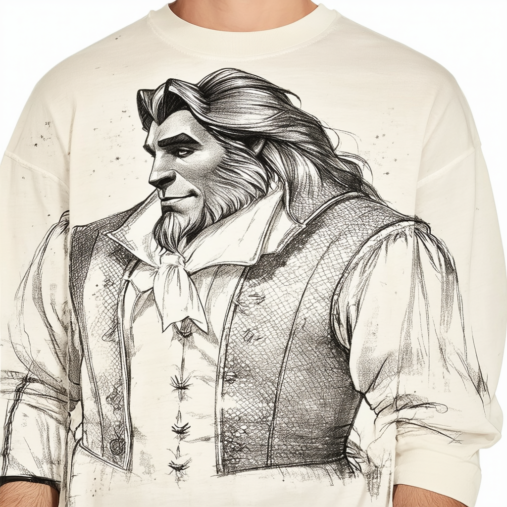 Fifth Sun Men's Beauty and The Beast Sketch Print T-Shirt