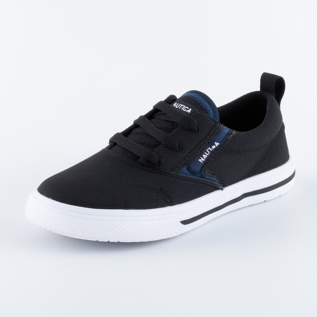 Nautica Kid's Akeley Perf Slip-On Casual Shoe Canvas Sneaker-Black Perf-2